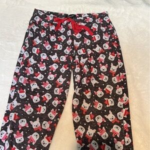 Rene Rofe Womens Size L Gray Soft And Cozy Bulldog Dog Jogger Pajama Pants